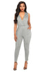 Sexy Gray Deep V Neck Sleeveless Jumpsuit